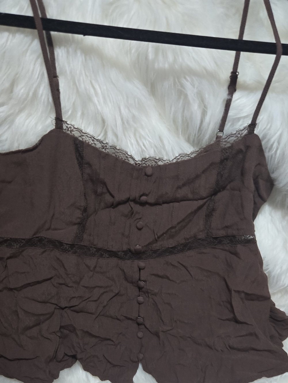 Buy1get1FREE Brown Lace-Trim Cami Top & BEIGE Longsleeve TOP